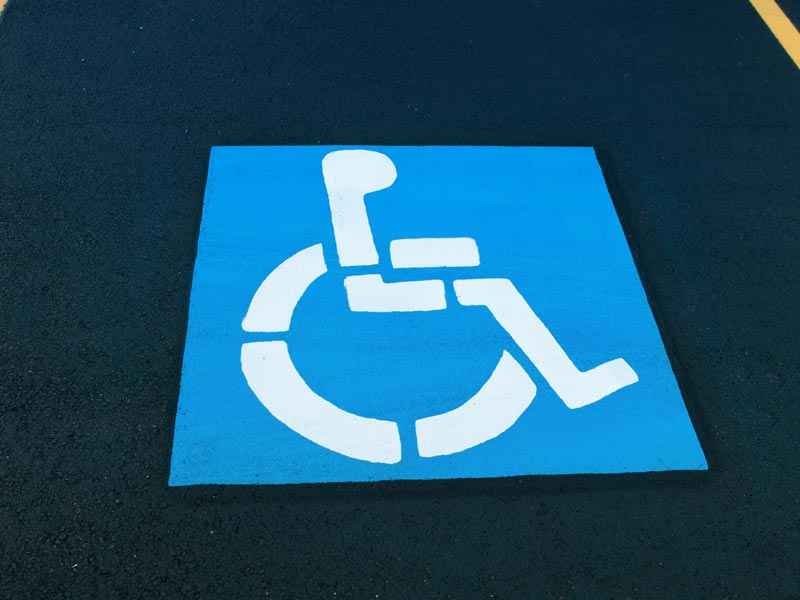 Blue ADA parking stencil
